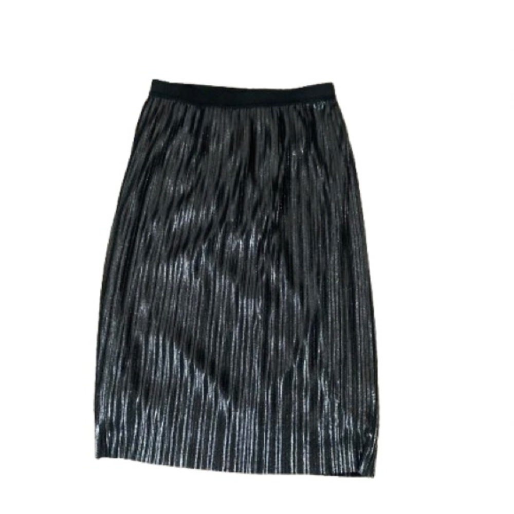 GAP Black Metallic Pleated Midi Skirt